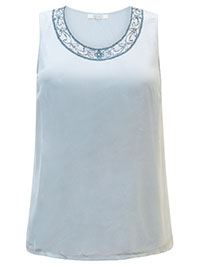 BLUE Embellished Trim Vest Top - Plus Size 16 to 28