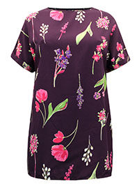 PLUM Floral Print Short Sleeve Woven Top - Plus Size 12 to 26