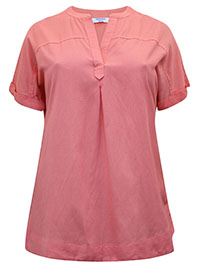 PINK Linen Blend Short Sleeve Top - Size 10 to 30
