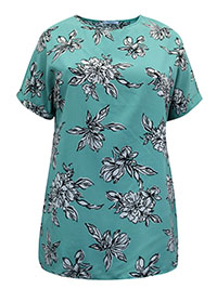 MINT Floral Print Short Sleeve Woven Top - Plus Size 16 to 32