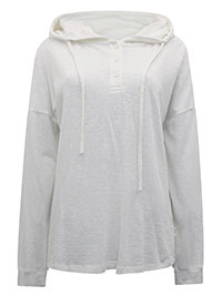 MoP IVORY Pure Cotton Half Button Hoodie - Size 8 to 16 (XS to XL)