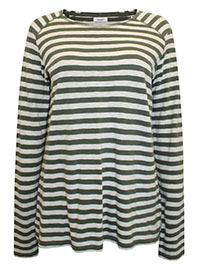 MoP SAGE Pure Cotton Striped Long Sleeve Top - Size 8 to 16 (XS to XL)