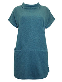 WS TEAL Pure Cotton Hepburn Button Detail Pocket Tunic - Size 6 to 22