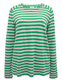 MoP GREEN Pure Cotton Striped Long Sleeve Top - Size 10 (S)