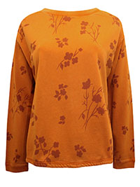 WS BURNT-ORANGE Floral Print Loop Back Sweatshirt - Size 6 to 18