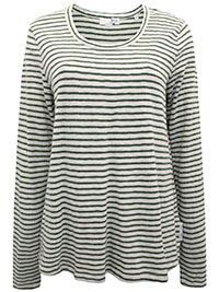 MoP GREEN Pure Cotton Striped Long Sleeve Top - Size 6 to 14 (XXS to L)