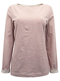 WS PINK Scoop Neck Long Sleeve Striped Top - Size 8 to 18