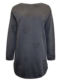 WS CHARCOAL Pure Cotton Heart Print Tunic - Size 6 to 20