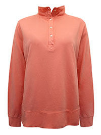 WS CORAL Pure Cotton Half Placket Sweatshirt - Size 6 to 22