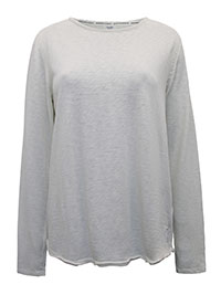 MoP IVORY Pure Cotton Long Sleeve Raw Trim T-Shirt - Size 8 to 16 (XS to XL)