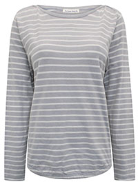 GREY Breton Stripe Long Sleeve Top - Size 8 to 14