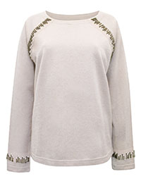 BLUSH Bead Embellished Long Sleeve Shimmer Top - Size 8 to 22