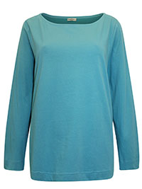 AQUA Pure Cotton Boat Neck Long Sleeve Top - Size 6 to 24/26 (XS to XXL)