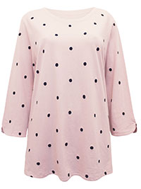 PINK Pure Cotton Spot Embroidered 3/4 Sleeve Top - Size 6 to 20/22 (XS to XL)