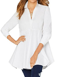 WHITE Long Sleeve Poplin Swing Tunic - Plus Size 16 to 22 (US 14W to 20W)