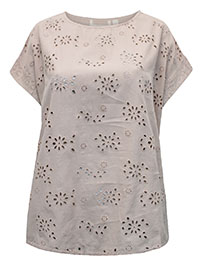 TWC SOFT-ROSE Pure Cotton Broderie Cutwork Top - Size 12 to 16