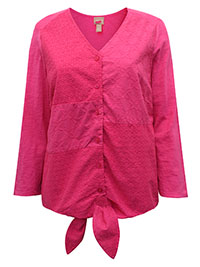 FUCHSIA Patchwork Embroidered Tie Hem Blouse - Size 6/8 to 18/20 (0 to 3)