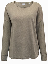 MoP COFFEE Pure Cotton Drop Shoulder Long Sleeve Top - Size 8 to 16 (XS to XL)