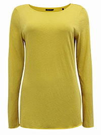 MoP YELLOW Pure Cotton Long Sleeve Raw Trim Top - Size 8 to 16 (XS to XL)