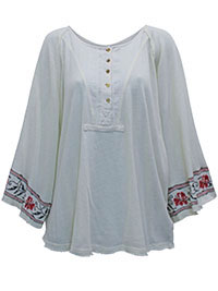 FP IVORY Nomad Embroidered 'I Love You' Henley Top - Size 4/6 to 12/14 (XS to M)