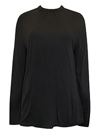 MoP BLACK Pure Cotton Shirred Neck Blouson Sleeve Top - Size 6 to 16 (XXS to XL)