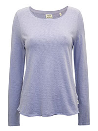 MoP VIOLET Organic Cotton Long Sleeve Raw Trim Top - Size 8 to 16 (XS to XL)