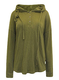 MoP GREEN Pure Cotton Half Button Hoodie - Size 10 to 14 (S to L)