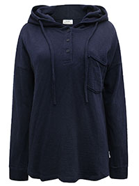 MoP NAVY Pure Cotton Pocket Detail Hoodie - Size 10 (S)