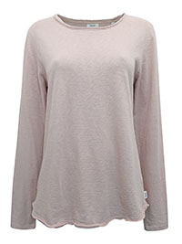 MoP PALE-PINK Organic Cotton Long Sleeve Raw Trim Top - Size 10 to 14 (S to L)