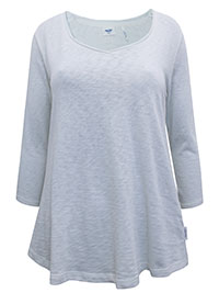 MoP WHITE Organic Cotton V-Neck 3/4 Sleeve Raw Trim Top - Size 10 (S)