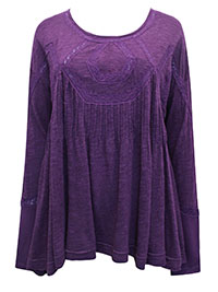 FP PURPLE Lace Trim Keyhole Back Babydoll New Hope Tunic - Size 4/6 to 16/18 (XS to L)