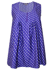PURPLE Grape Diamond Geo Pleated Tank - Plus Size 14 to 46 (US 12W to 44W)