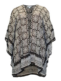 BLACK Tile Print Woven Kimono - Plus Size 32 to 38 (US 4X/5X)