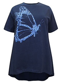 NAVY Pure Cotton Graphic Butterfly Print Top - Plus Size 14 to 30/32
