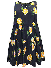 NAVY Floral Print Tiered Smock Top - Plus Size 18 to 26/28