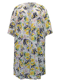 YELLOW Floral Print Longline Woven Kimono - Plus Size 18/20 to 34/36