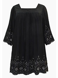 BLACK Broderie Anglaise Milkmaid Top - Plus Size 18 to 26/28