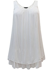 WHITE Crochet Back Vest Top - Plus Suze 14 to 38/40