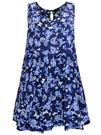 NAVY Butterfly Print Swing Vest Top - Plus Size 20 to 26/28