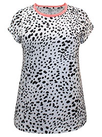 WHITE Pure Cotton Dalmatian Print Ringer Top - Plus Size 12/14 to 32/34