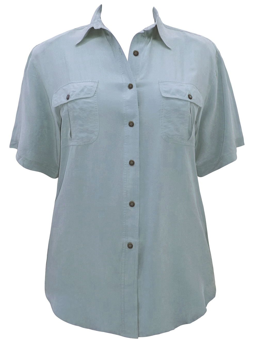 All Silk PETROL Pure Silk Short Sleeve Shirt with Pockets - UK Size 12/14 to 16/18 (S/M to L/XL)