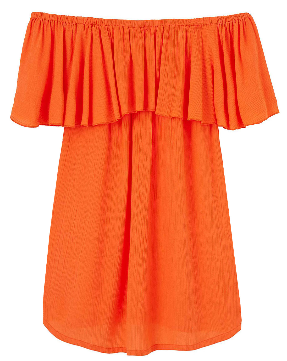 Label Be LabelBe Orange Crinkle Viscose Frill Bardot Top Plus