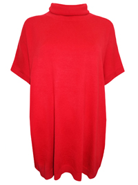 RED Roll Neck Oversized Layering Knit Tunic Top - Size 12/14 to 16/18 (S/M to L/XL) RED Roll Neck Oversized Layering Knit Tunic Top - Size 12/14 to 16/18 (S/M to L/XL)