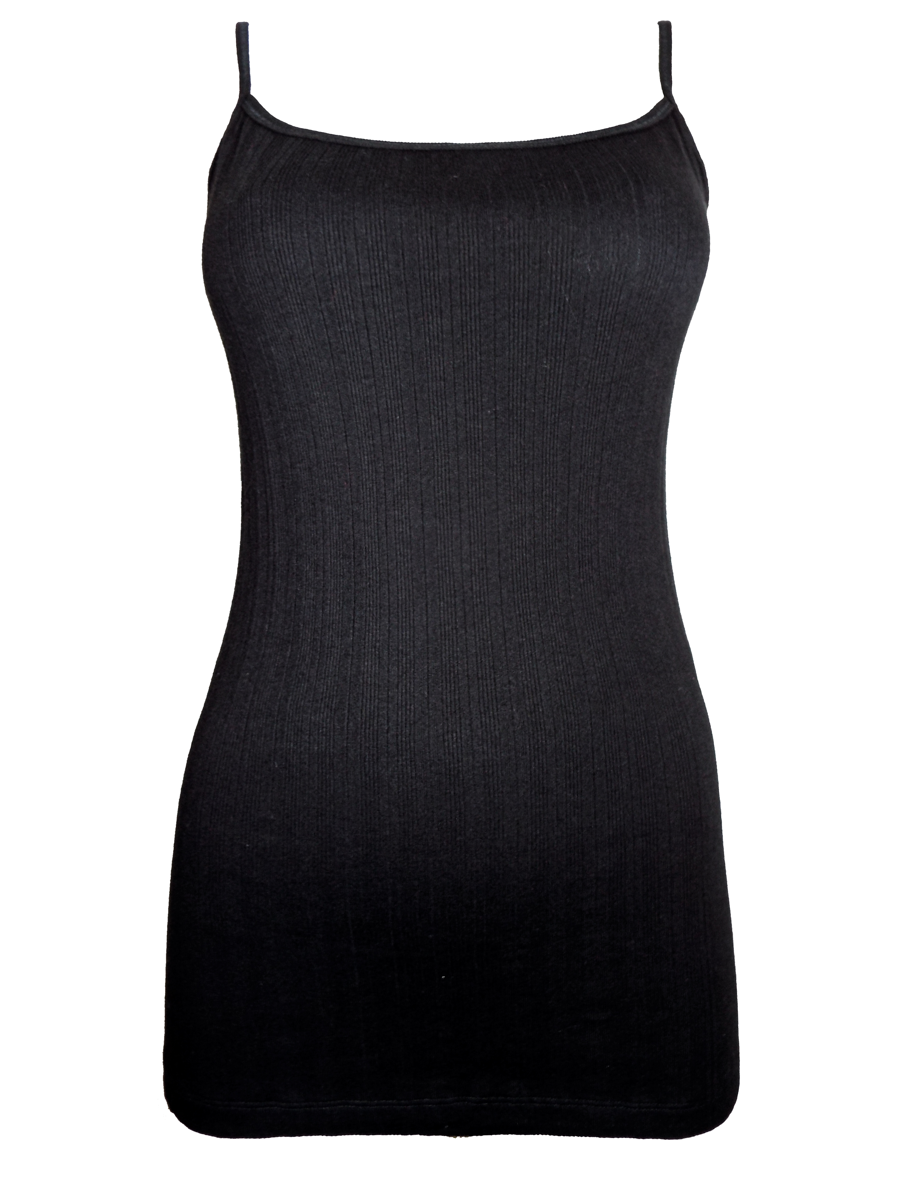 George - - BLACK Pure Cotton Ribbed Vest - Size 8 to 24