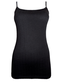 BLACK Pure Cotton Ribbed Vest - Size 8 to 24 BLACK Pure Cotton Ribbed Vest - Size 8 to 24