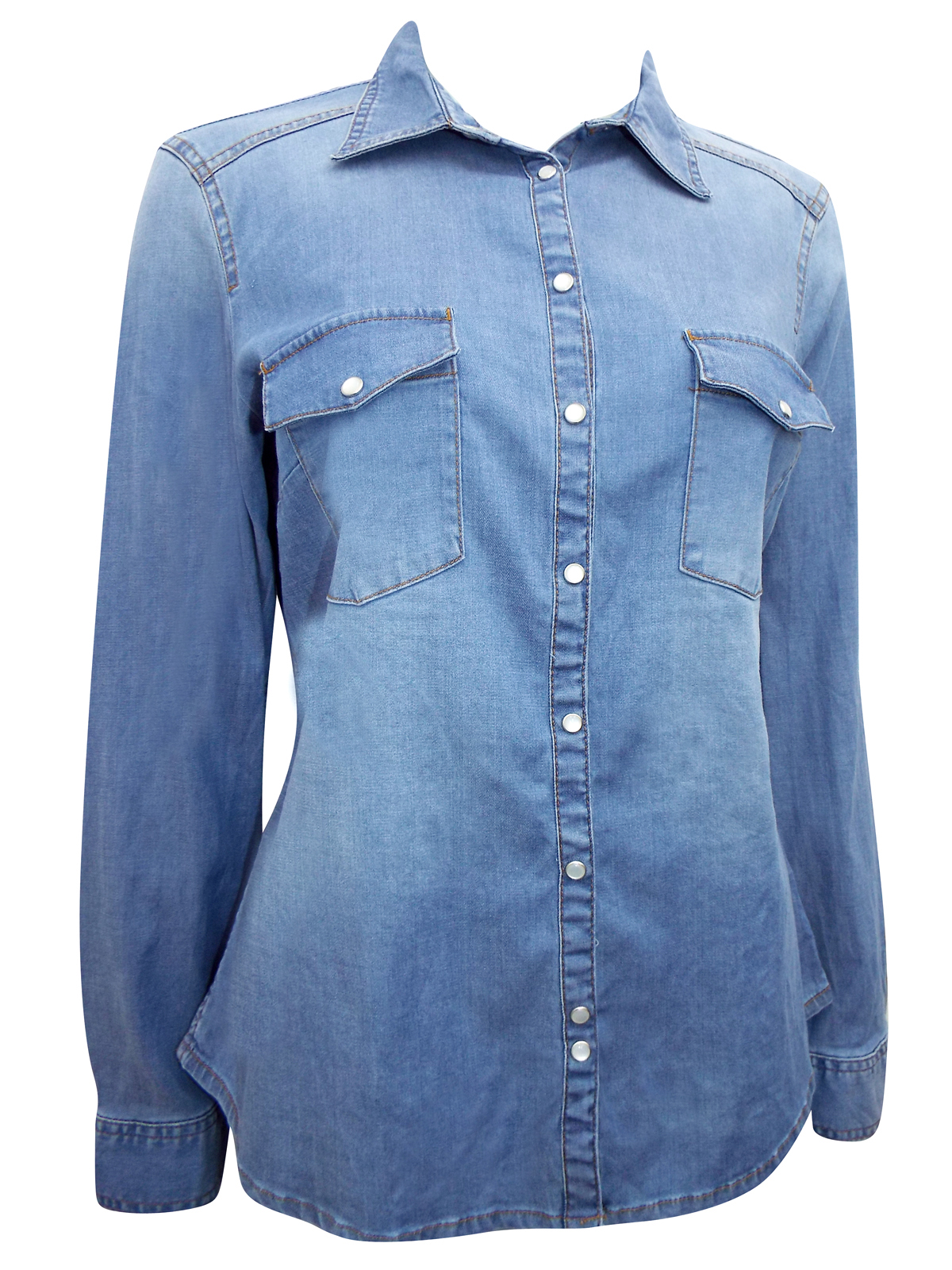 Marks and Spencer - - M&5 BLUE Cotton Rich Long Sleeve Denim Shirt ...