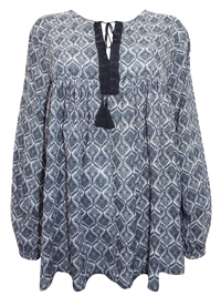 N3xt Mono Folk Geo Print Smock Top - Size 6 to 20 N3xt Mono Folk Geo Print Smock Top - Size 6 to 20