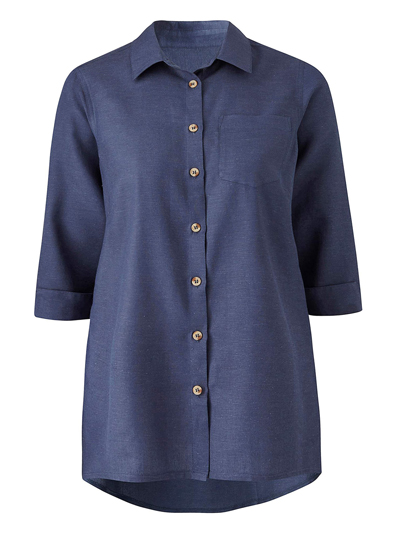 Anthology DARK-GREY Linen Blend Button Through Blouse - Size 10 to 18 Anthology DARK-GREY Linen Blend Button Through Blouse - Size 10 to 18