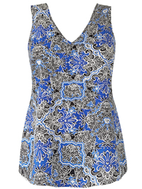 LabelBe BLUE Printed V-Neck Woven Vest - Plus Size 20 to 22 LabelBe BLUE Printed V-Neck Woven Vest - Plus Size 20 to 22