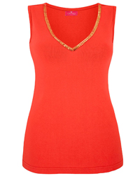 Together ORANGE Sequin Trim Jersey Vest - Size 10 to 32 Together ORANGE Sequin Trim Jersey Vest - Size 10 to 32